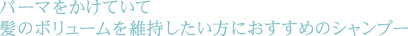 パーマをかけていて髪のボリュームを維持したい方におすすめのシャンプー