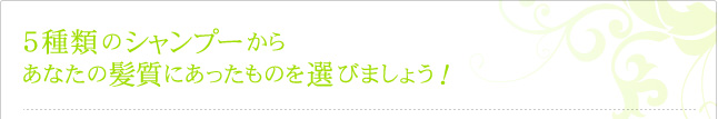 5種類のシャンプーからあなたの髪質にあったものを選びましょう！